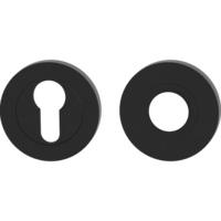 Silhouette product image in perfect product view shows the Griffwerk inner security rose set in the version graphite black, round with decoline, clip on