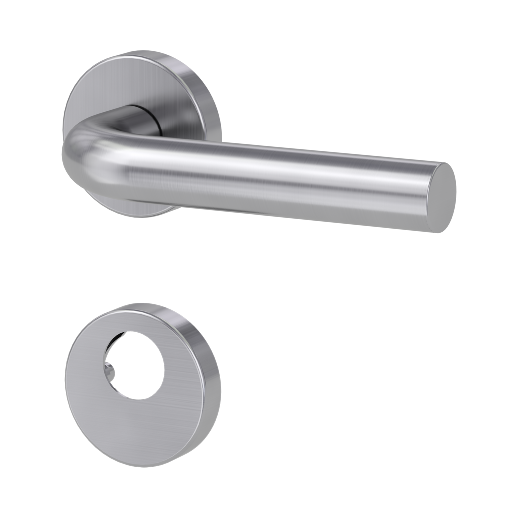 door handle set DANIELA clip on cl3 rose set round swiss profile brushed steel