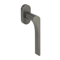 Silhouette product image in perfect product view shows the Griffwerk window handle LEAF LIGHT in the version unlockable, cashmere grey