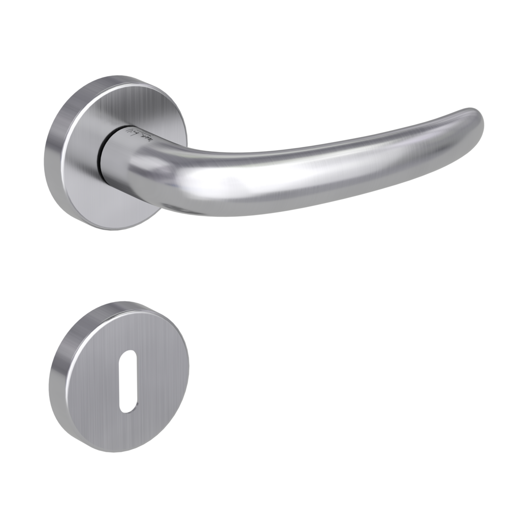 door handle set ULMER GRIFF clip on cl3 rose set round mortice lock brushed steel