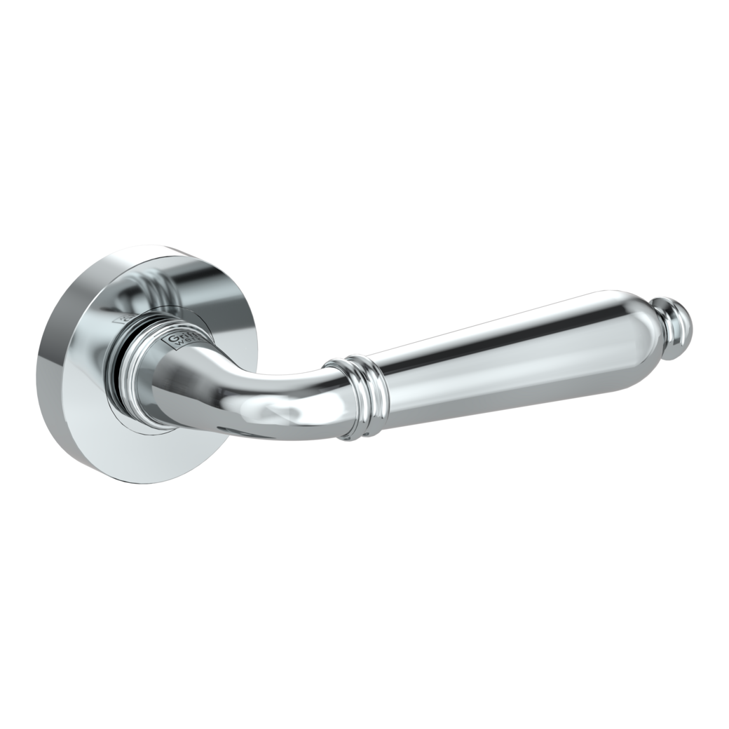 CAROLA door handle set Screw-on system GK4 round escutcheons OS chrome