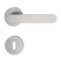 Isolated product image in perfect product view shows the GRIFFWERK rose set AVUS in the version mortice lock - velvet grey - screw on technique