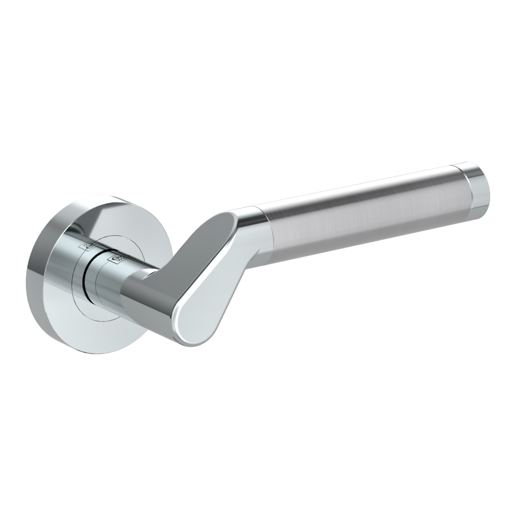 door handle set CORINNA screw on cl4 rose set round OS chrome/brushed steel