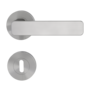 Isolated product image in perfect product view shows the GRIFFWERK rose set MINIMAL MODERN in the version mortice lock - velvet grey - screw on technique