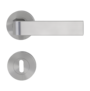 Isolated product image in perfect product view shows the GRIFFWERK rose set GRAPH in the version mortice lock - velvet grey - screw on technique