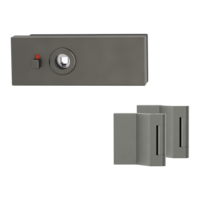 Freigestelltes Produktbild im idealen Blickwinkel fotografiert zeigt das Griffwerk Glastürbeschlagset PURISTO S in der Version smart2lock, Kaschmirgrau, 3-teiliger Bandsatz