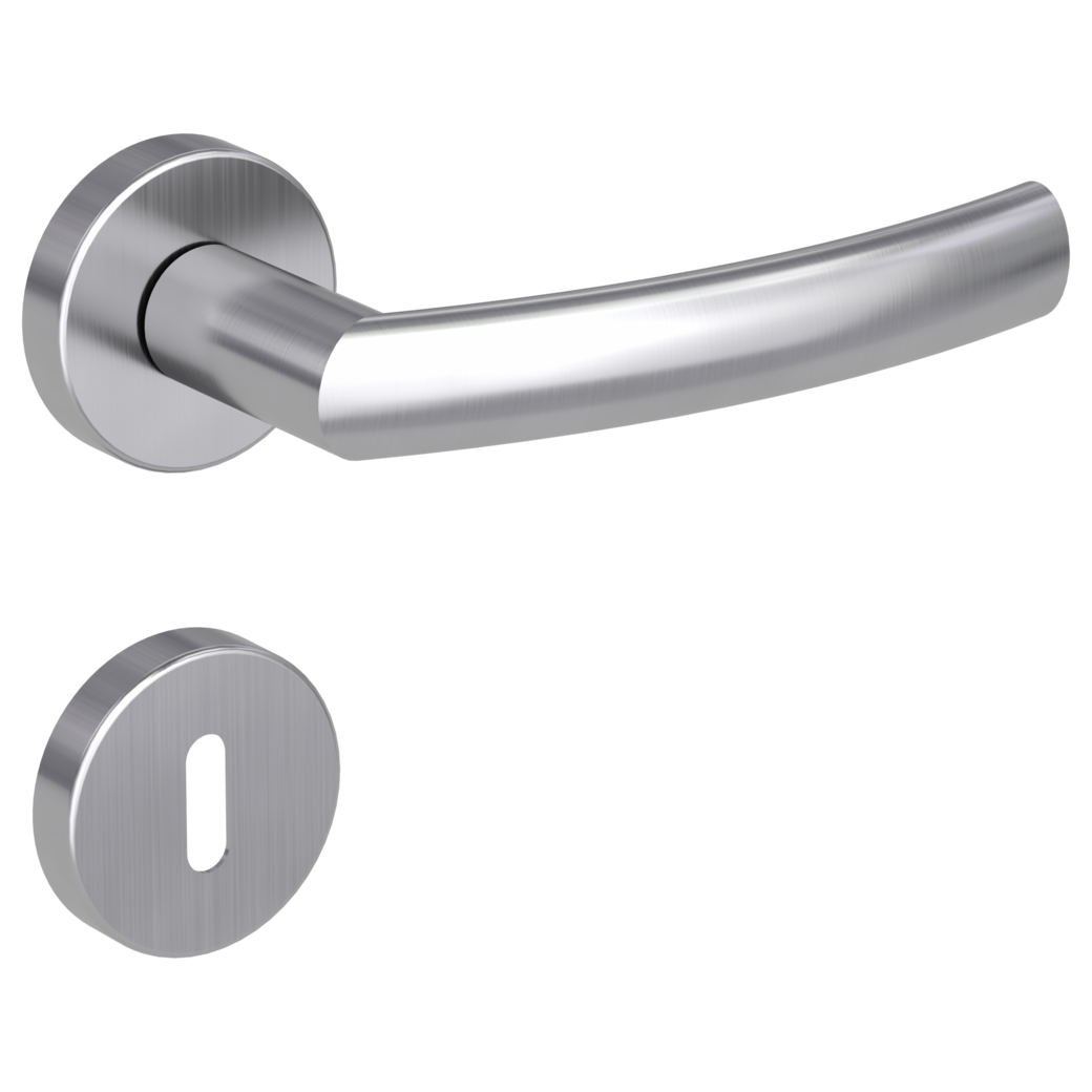 LORITA door handle set Clip-on system GK3 round escutcheons Satin stainless steel cipher bit