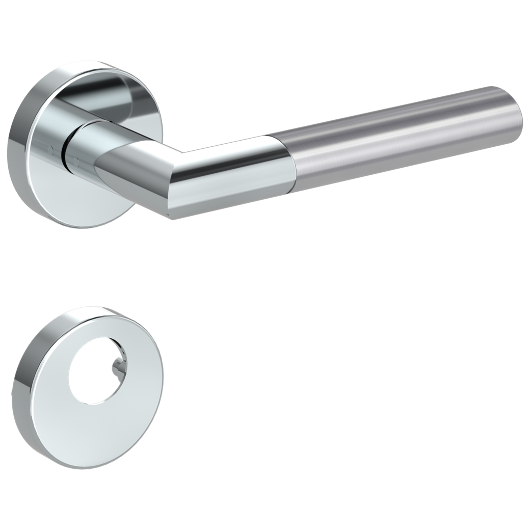 door handle set ARICA clip on cl3 rose set round swiss profile polished/brushed steel