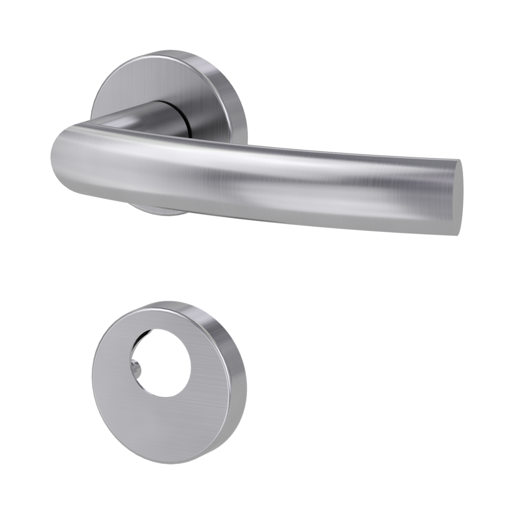 door handle set LORITA clip on cl3 rose set round swiss profile brushed steel
