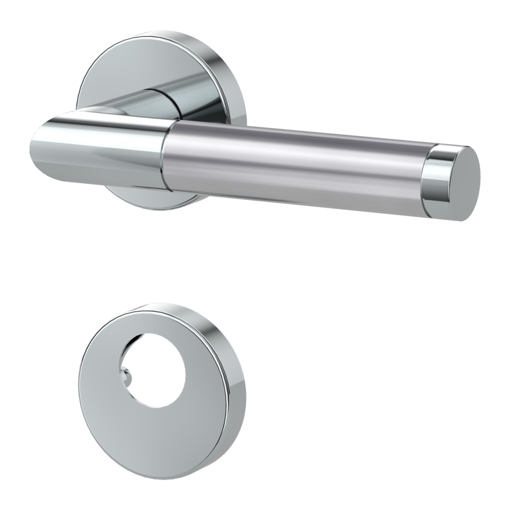 door handle set LOREDANA clip on cl3 rose set round swiss profile polished/brushed steel