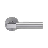 Isolated product image in perfect product view shows the GRIFFWERK rose set METRICO PROF in the version unlockable - brushed steel - screw on