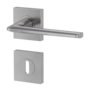 Isolated product image in the left-turned angle shows the GRIFFWERK rose set square REMOTE in the version mortice lock - velvet grey - screw on technique