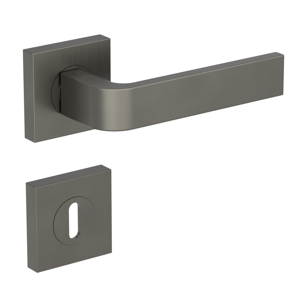 GRAPH door handle set Screw-on sys.GK4 straight-edged escut. Cipher bit cashmere grey