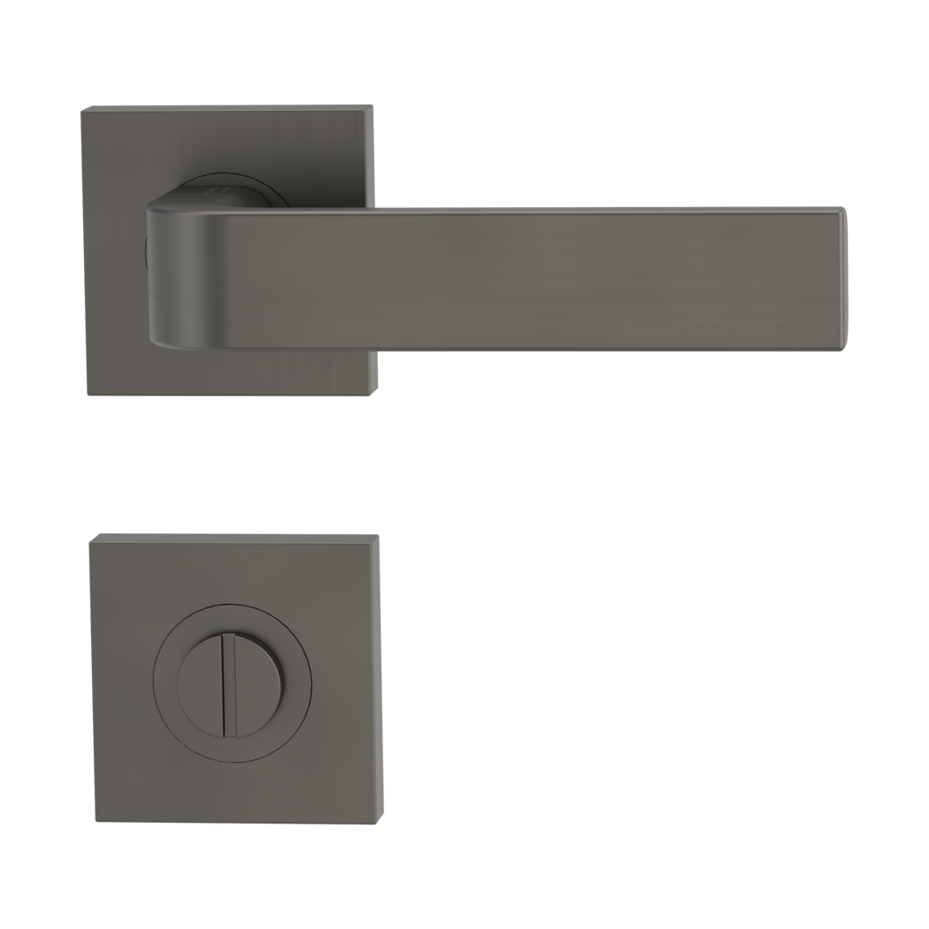 GRAPH door handle set Screw-on sys.GK4 straight-edged escut. WC cashmere grey