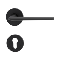 Isolated product image in perfect product view shows the GRIFFWERK rose set REMOTE in the version euro profile - graphite black - screw on technique