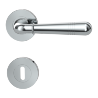 Isolated product image in perfect product view shows the GRIFFWERK rose set FABIA in the version mortice lock - chrome - screw on technique