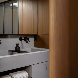 The illustration shows a section of the bathroom on the Y9 yacht.