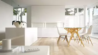 Abbildung zeigt Wohnraum mit Eames Stühlen