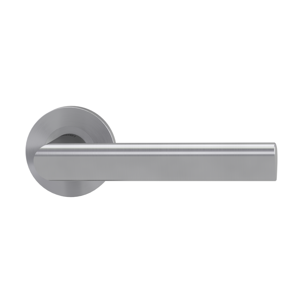 door handle set TRI 134 screw on rose set round OS brushed steel