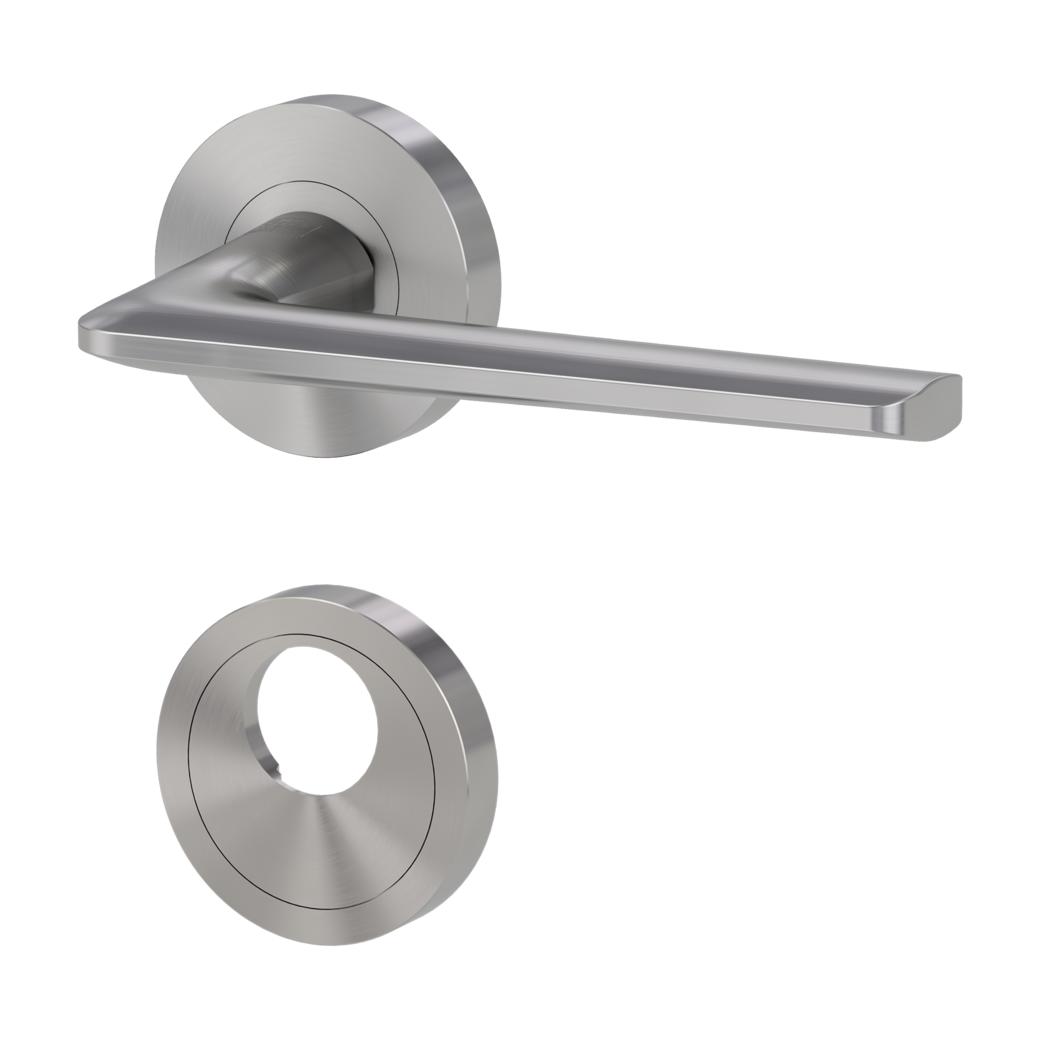 door handle set REMOTE screw on cl4 rose set round swiss profile velvety grey
