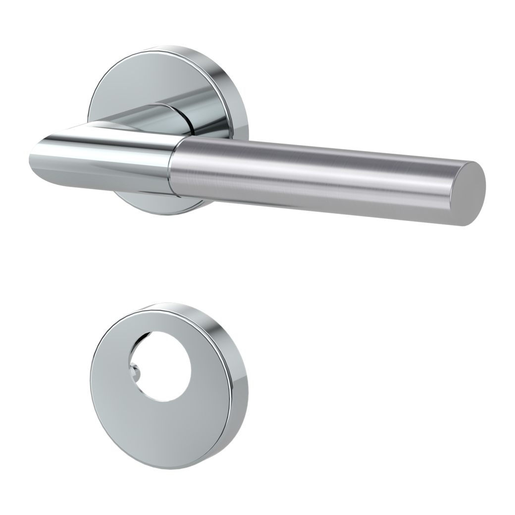 door handle set ARICA clip on cl3 rose set round swiss profile polished/brushed steel