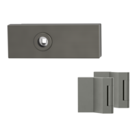 Silhouette product image in perfect product view shows the GRIFFWERK glass door lock set PURISTO S in the version unlockable, cashmere grey, 3-part hinge set