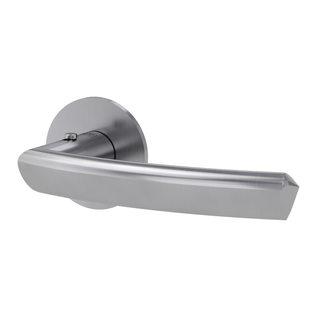 CRYSTAL PIATTA S door handle set Flat escutcheons round smart2lock 2.0 R satin stainless steel