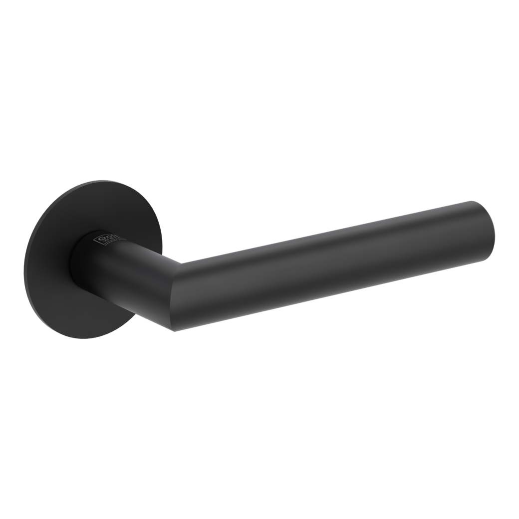 LUCIA PIATTA S door handle set Flat escutcheons round OS graphite black