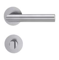 Isolated product image in perfect product view shows the GRIFFWERK rose set LORITA PROF in the version turn and release - brushed steel - screw on technique inside view 