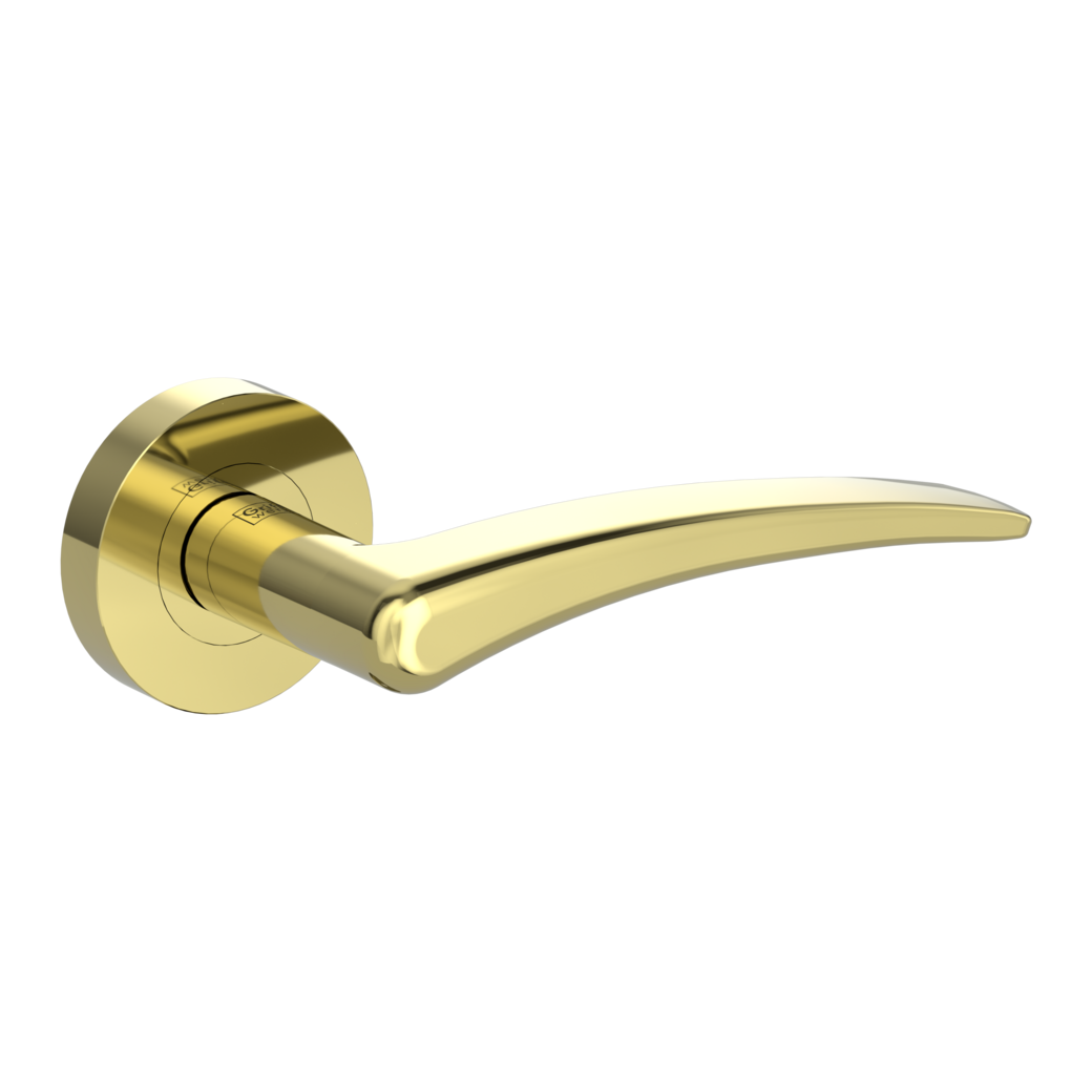 MARISA door handle set Screw-on system GK4 round escutcheons OS brass effect