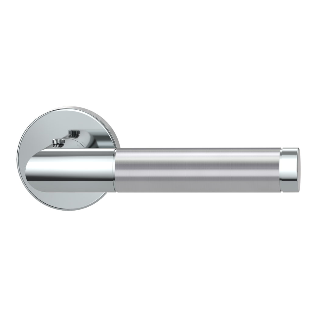LOREDANA door handle set Clip-on system round escutcheons smart2lock 2.0 R pol.-satin st.steel