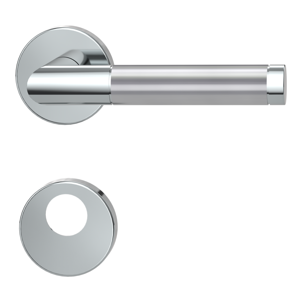 door handle set LOREDANA clip on cl3 rose set round swiss profile polished/brushed steel