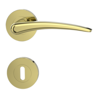 Isolated product image in perfect product view shows the GRIFFWERK rose set MARISA in the version mortice lock - brass look - screw on technique