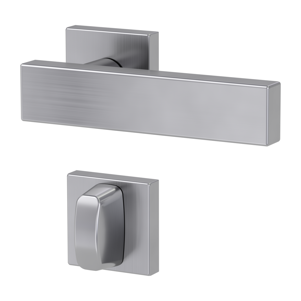 CARLA SQUARE door handle set Clip-on sys.GK3 straight-edged escut. WC satin stainless steel