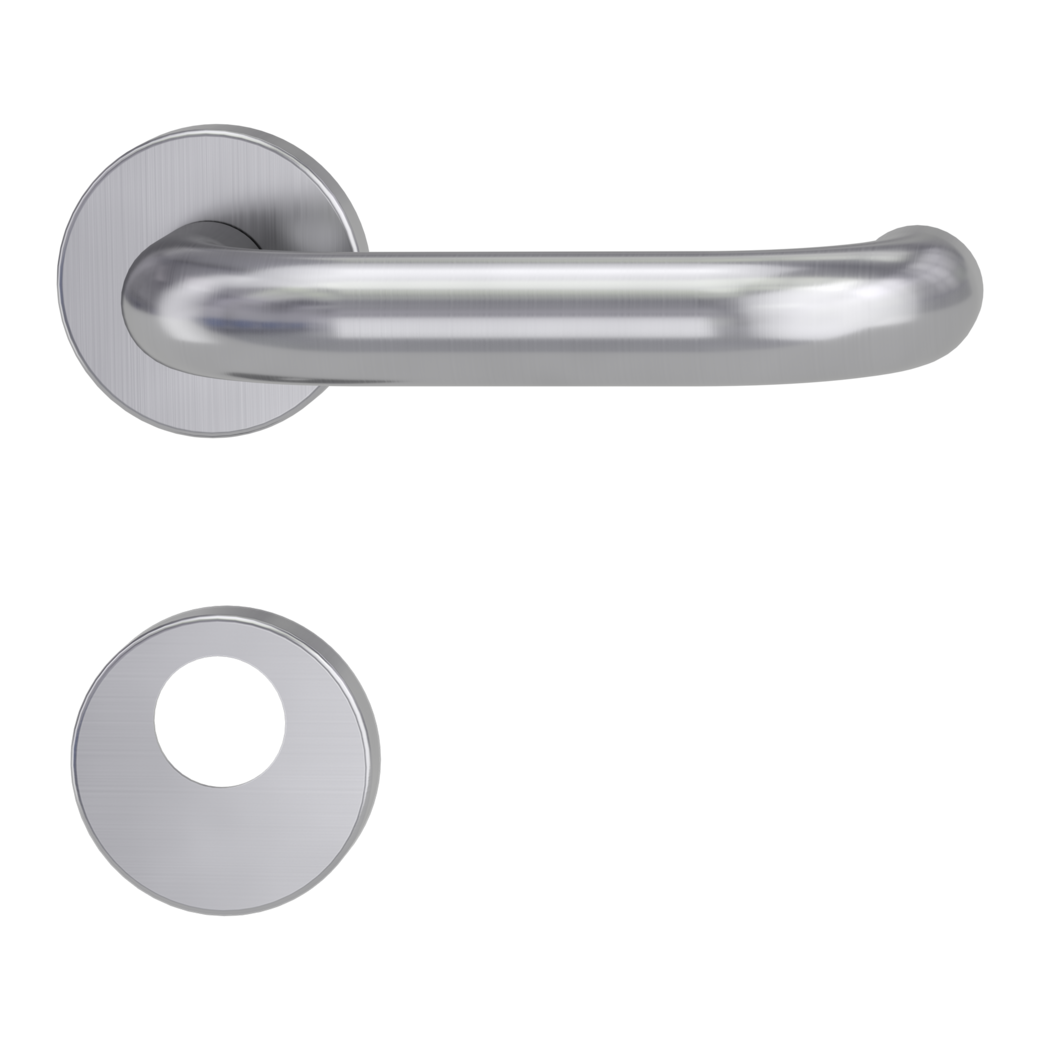 door handle set ALESSIA clip on cl3 rose set round swiss profile brushed steel