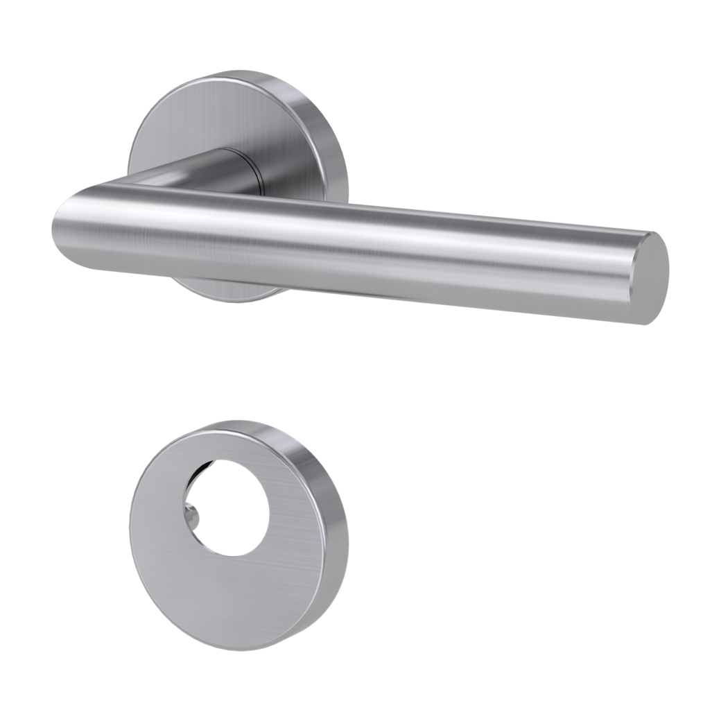 door handle set LUCIA clip on cl3 rose set round swiss profile brushed steel