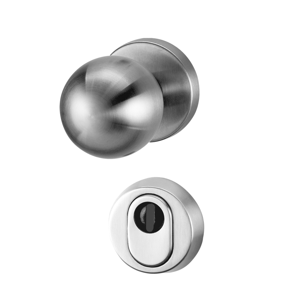 security rose set with knob R4 cylinder cover 38-50mm brushed steel handle R4