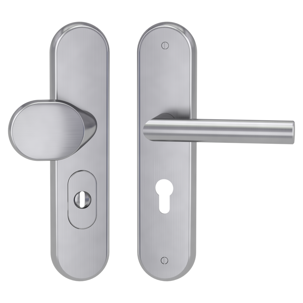 security plate set TITANO_886 72mm cylinder cover door 38-50mm knob/handle LUCIA PROF brushed steel