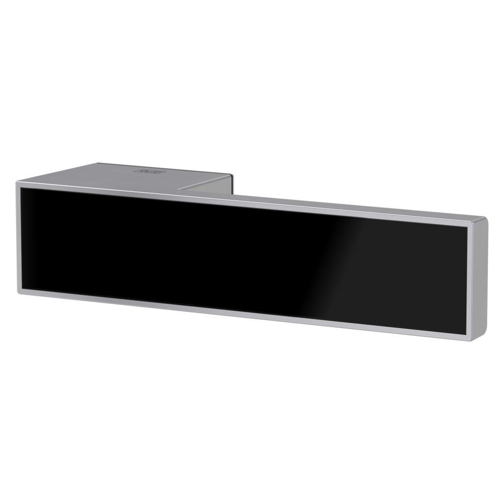 Door handle pair FRAME 1.0 velvety grey 38-45mm unlockable with glass-inlay black glossy