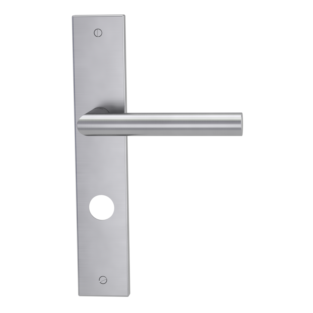 door handle set LUCIO deco screw long plate square swiss profile brushed steel