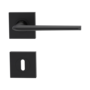 Isolated product image in perfect product view shows the GRIFFWERK rose set square REMOTE in the version mortice lock - graphite black - screw on technique