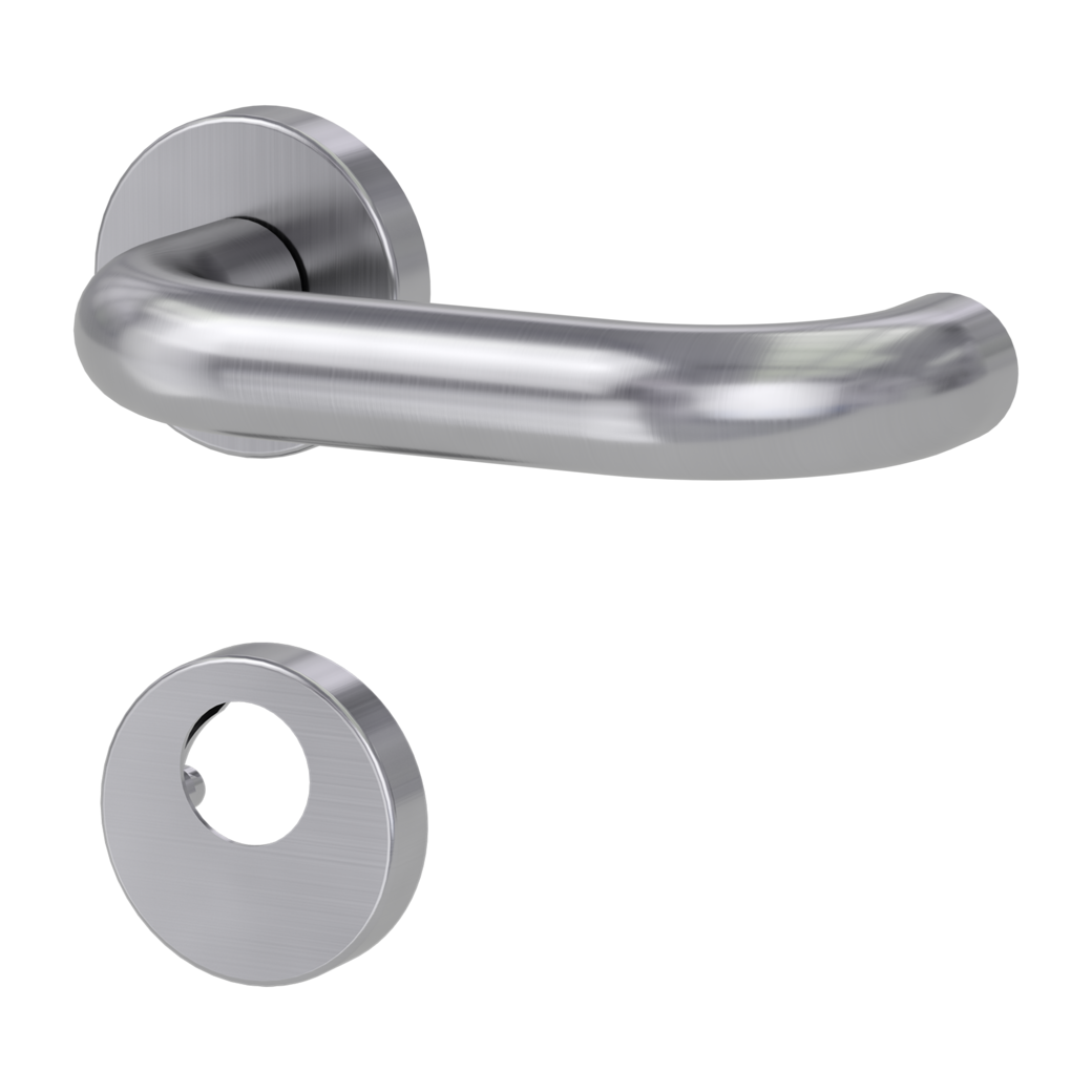 door handle set ALESSIA clip on cl3 rose set round swiss profile brushed steel