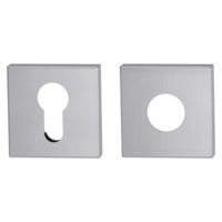 Silhouette product image in perfect product view shows the Griffwerk inner security rose set in the version brushed steel, square, clip on