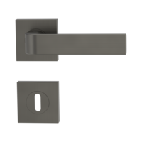 Isolated product image in perfect product view shows the GRIFFWERK rose set square GRAPH in the version mortice lock - cashmere grey - screw on technique