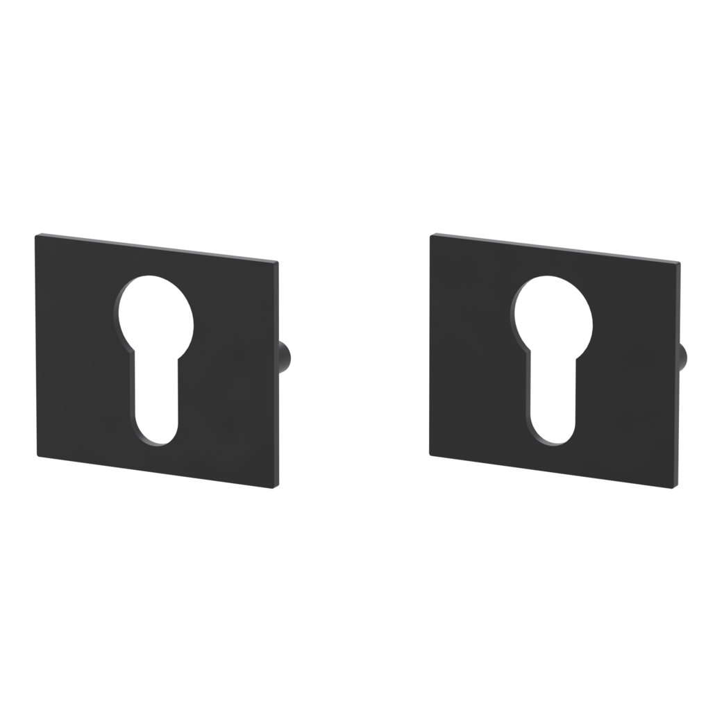 Schlüsselrosettenpaar eckig Profilzylinder Flachrosette Graphitschwarz