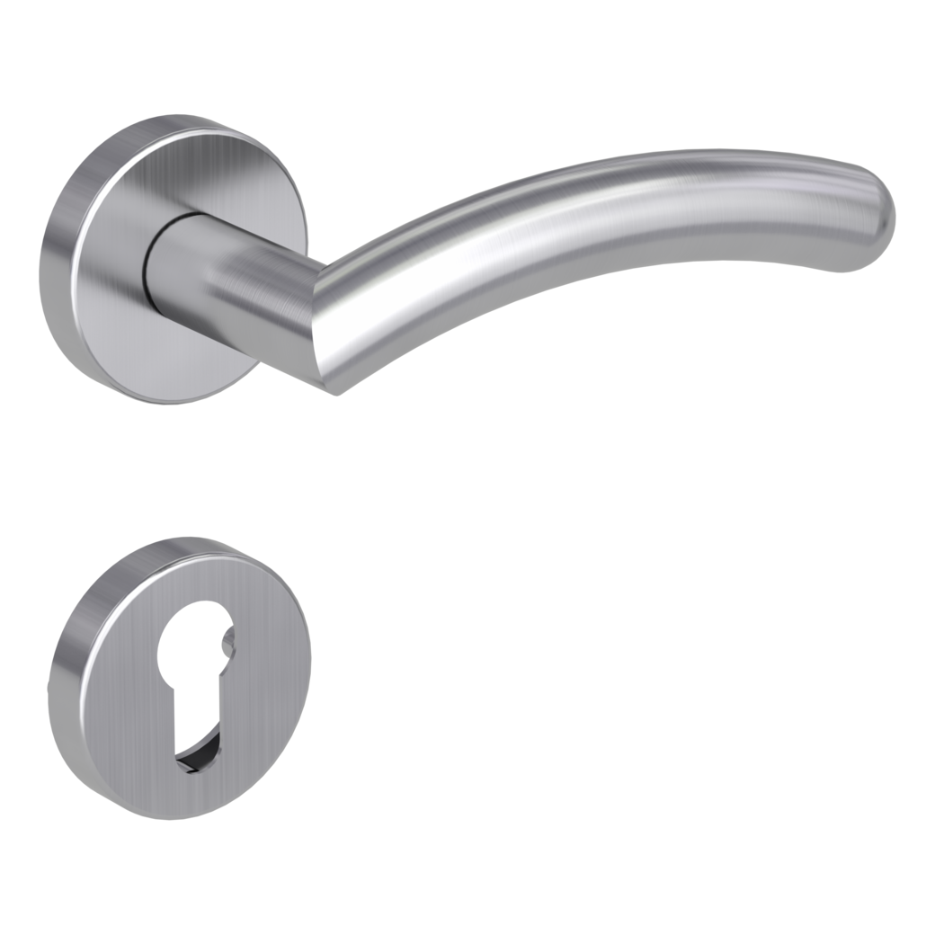 door handle set SAVIA clip on cl3 rose set round euro profile brushed steel