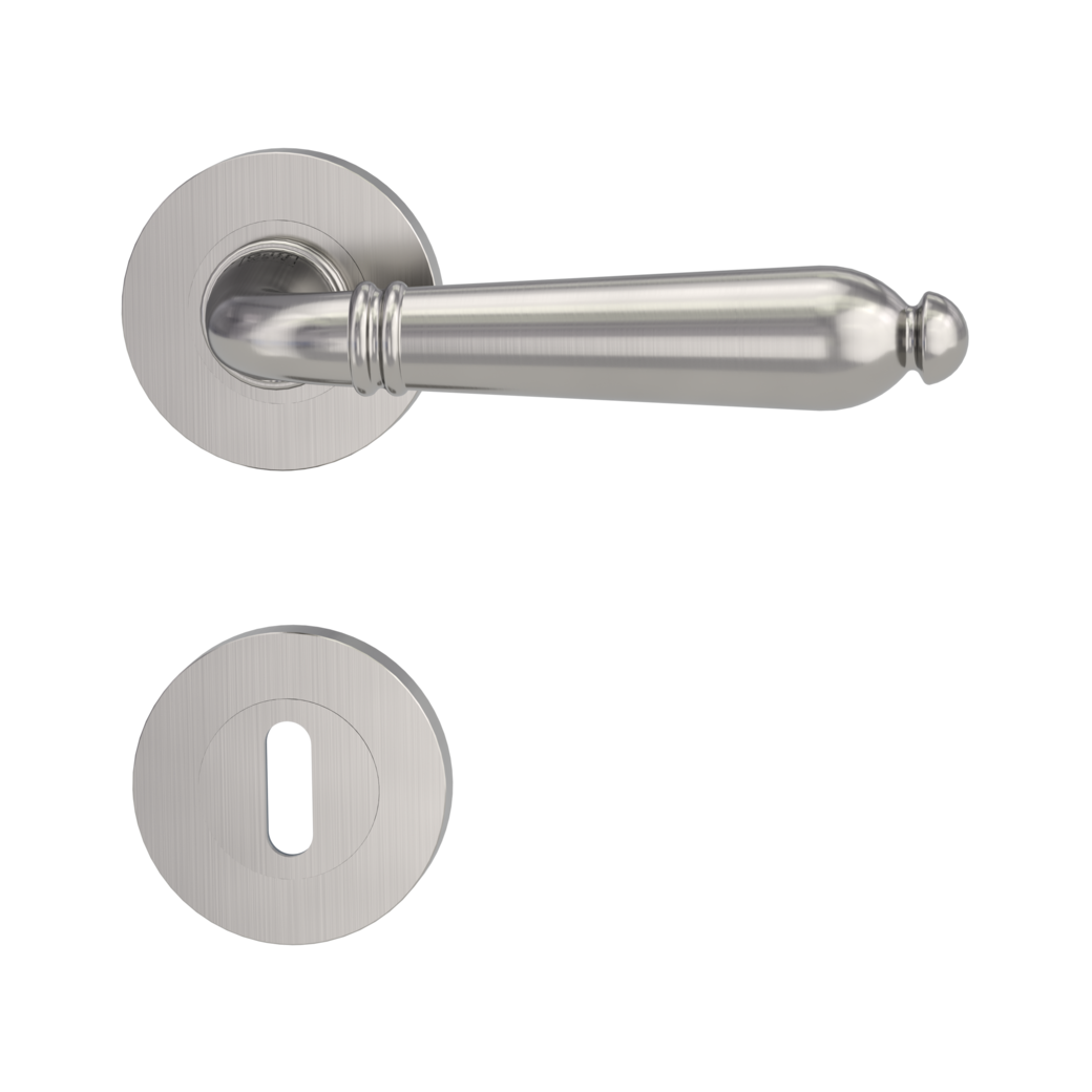 CAROLA door handle set Screw-on system GK4 round escutcheons Cipher bit velvet grey