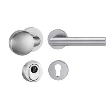 Security rosette set with knob R1 and handle Lucia Prof