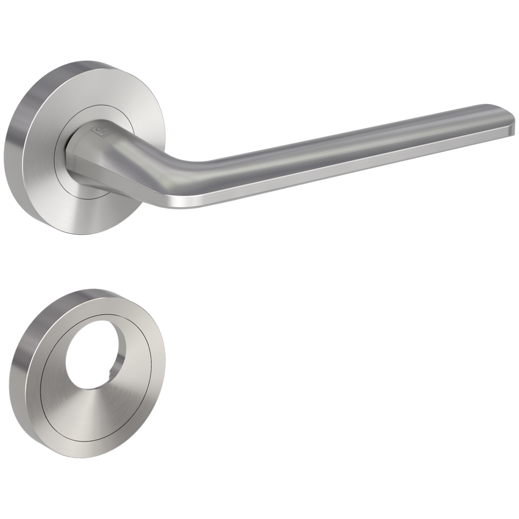 door handle set REMOTE screw on cl4 rose set round swiss profile velvety grey