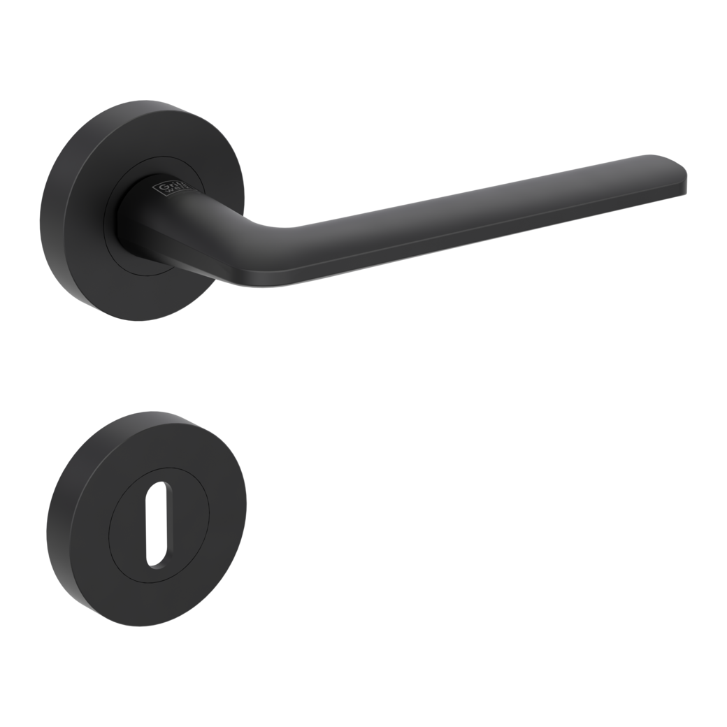 REMOTE door handle set Screw-on system GK4 round escutcheons Cipher bit graphite black